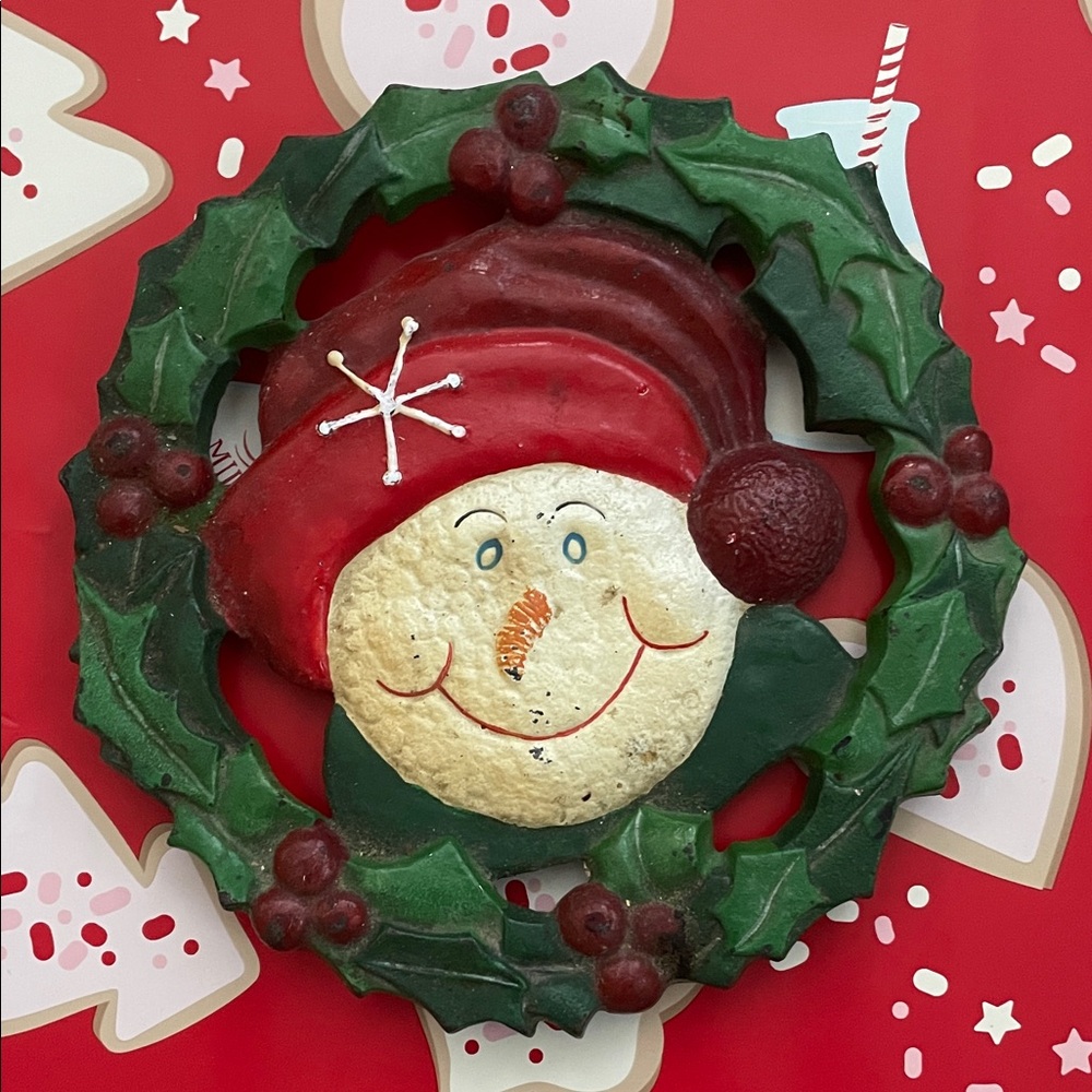 Vintage Cast Iron Snowman Face Trivit